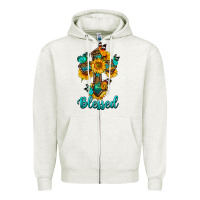 Oatmeal Heather cross with butterfly blessed Zipper Hoodie - BundleAndBundleShop