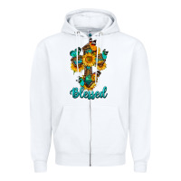 White cross with butterfly blessed Zipper Hoodie - BundleAndBundleShop
