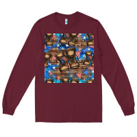 Burgundy 4th of juky veteran boots seamless pattern Long Sleeve Tee - HRA Design Shop