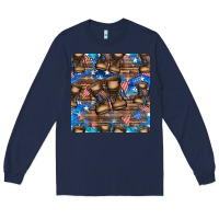 Navy 4th of juky veteran boots seamless pattern Long Sleeve Tee - HRA Design Shop