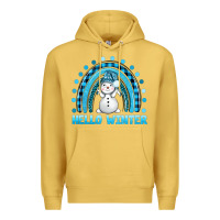 Antique Gold hello winter rainbow with snowman bbs Premium Hoodie - BundleAndBundleShop
