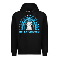 Black hello winter rainbow with snowman bbs Premium Hoodie - BundleAndBundleShop