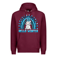 Burgundy hello winter rainbow with snowman bbs Premium Hoodie - BundleAndBundleShop