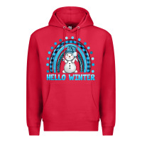 Cardinal hello winter rainbow with snowman bbs Premium Hoodie - BundleAndBundleShop