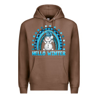 Chestnut hello winter rainbow with snowman bbs Premium Hoodie - BundleAndBundleShop