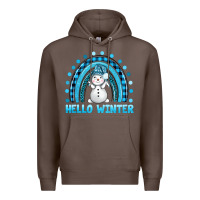 Coffee hello winter rainbow with snowman bbs Premium Hoodie - BundleAndBundleShop