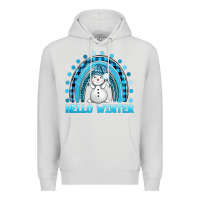Dove Grey hello winter rainbow with snowman bbs Premium Hoodie - BundleAndBundleShop