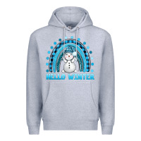 Heather Grey hello winter rainbow with snowman bbs Premium Hoodie - BundleAndBundleShop