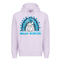 Lilac hello winter rainbow with snowman bbs Premium Hoodie - BundleAndBundleShop