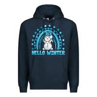 Navy hello winter rainbow with snowman bbs Premium Hoodie - BundleAndBundleShop
