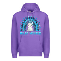Purple hello winter rainbow with snowman bbs Premium Hoodie - BundleAndBundleShop