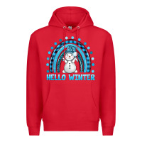 Red hello winter rainbow with snowman bbs Premium Hoodie - BundleAndBundleShop