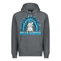 Rock hello winter rainbow with snowman bbs Premium Hoodie - BundleAndBundleShop