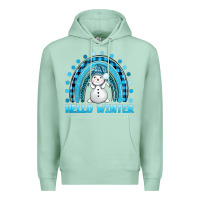 Seafoam hello winter rainbow with snowman bbs Premium Hoodie - BundleAndBundleShop