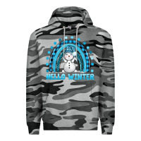 Slate Camo hello winter rainbow with snowman bbs Premium Hoodie - BundleAndBundleShop