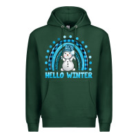 Sports Green hello winter rainbow with snowman bbs Premium Hoodie - BundleAndBundleShop