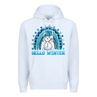 White hello winter rainbow with snowman bbs Premium Hoodie - BundleAndBundleShop