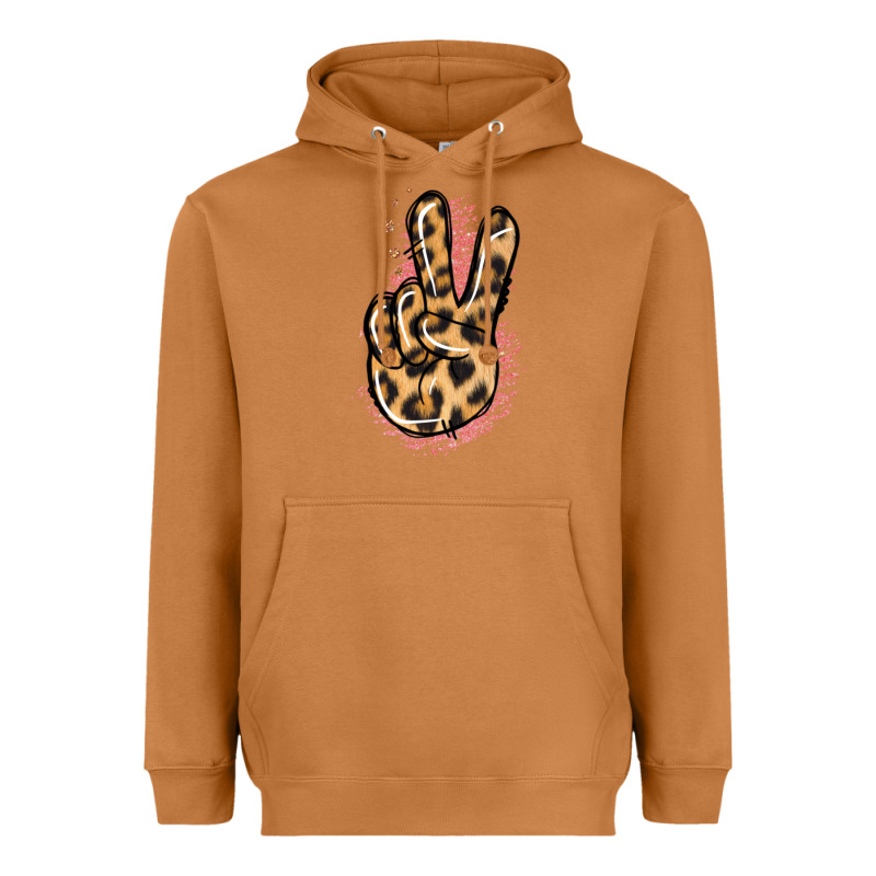 Pink Glitter Leopard Peace Sign Heavyweight Hoodie by Jasminsmagicworld | Teevron