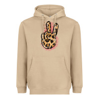 Mushroom Pink Glitter Leopard Peace Sign Heavyweight Hoodie - Jasminsmagicworld