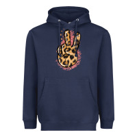 Navy Pink Glitter Leopard Peace Sign Heavyweight Hoodie - Jasminsmagicworld