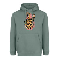 Sage Pink Glitter Leopard Peace Sign Heavyweight Hoodie - Jasminsmagicworld