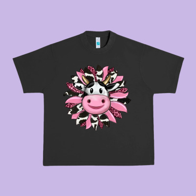 Pink Leopard Sunflower Cow Urban Heavy Tee Designed By Ranaportraitstore
