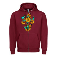 Burgundy cross with butterfly Zipper Hoodie - BundleAndBundleShop