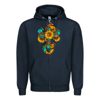 Navy cross with butterfly Zipper Hoodie - BundleAndBundleShop