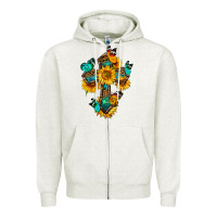 Oatmeal Heather cross with butterfly Zipper Hoodie - BundleAndBundleShop