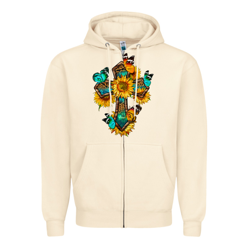Cross With Butterfly Zipper Hoodie by BundleAndBundleShop | Teevron