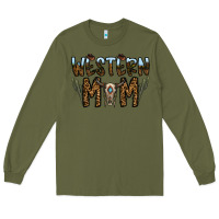 Army Green western mom Long Sleeve Tee - CowhideDigitalArt
