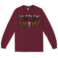 Burgundy western mom Long Sleeve Tee - CowhideDigitalArt