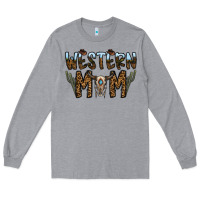 Heather Grey western mom Long Sleeve Tee - CowhideDigitalArt