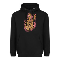 Black Gold Glitter Pink Leopard Peace Sign Heavyweight Hoodie - Jasminsmagicworld