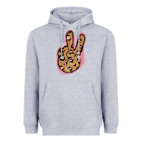 Heather Grey Gold Glitter Pink Leopard Peace Sign Heavyweight Hoodie - Jasminsmagicworld