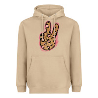 Mushroom Gold Glitter Pink Leopard Peace Sign Heavyweight Hoodie - Jasminsmagicworld