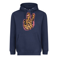 Navy Gold Glitter Pink Leopard Peace Sign Heavyweight Hoodie - Jasminsmagicworld