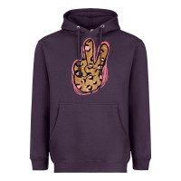 Plum Gold Glitter Pink Leopard Peace Sign Heavyweight Hoodie - Jasminsmagicworld