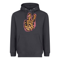 Smoke Gold Glitter Pink Leopard Peace Sign Heavyweight Hoodie - Jasminsmagicworld
