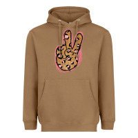 Toasted Coconut Gold Glitter Pink Leopard Peace Sign Heavyweight Hoodie - Jasminsmagicworld