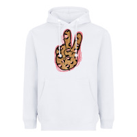 White Gold Glitter Pink Leopard Peace Sign Heavyweight Hoodie - Jasminsmagicworld