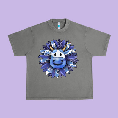 Blueberry Milkshake Cow Sunflower Urban Heavy Tee Designed By Ranaportraitstore