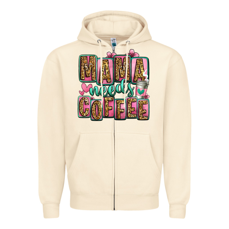 Mama Needs Coffee Mother's Day Zipper Hoodie by Jasminsmagicworld | Teevron