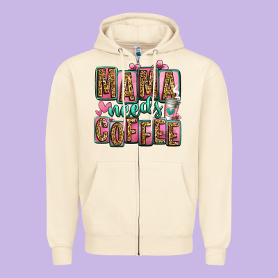 Mama Needs Coffee Mother's Day Zipper Hoodie Designed By Jasminsmagicworld