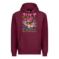 Burgundy just chill with coffee bean bbs Premium Hoodie - BundleAndBundleShop
