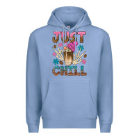 Colony Blue just chill with coffee bean bbs Premium Hoodie - BundleAndBundleShop