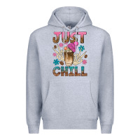 Heather Grey just chill with coffee bean bbs Premium Hoodie - BundleAndBundleShop