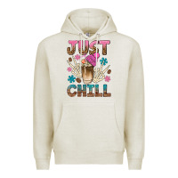 Oatmeal Heather just chill with coffee bean bbs Premium Hoodie - BundleAndBundleShop