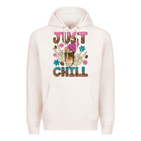 Pale Pink just chill with coffee bean bbs Premium Hoodie - BundleAndBundleShop