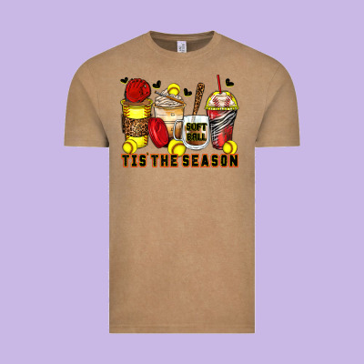 Tis' The Season Softball Coffee Cups Vintage Tee Designed By Zillion Design Studio